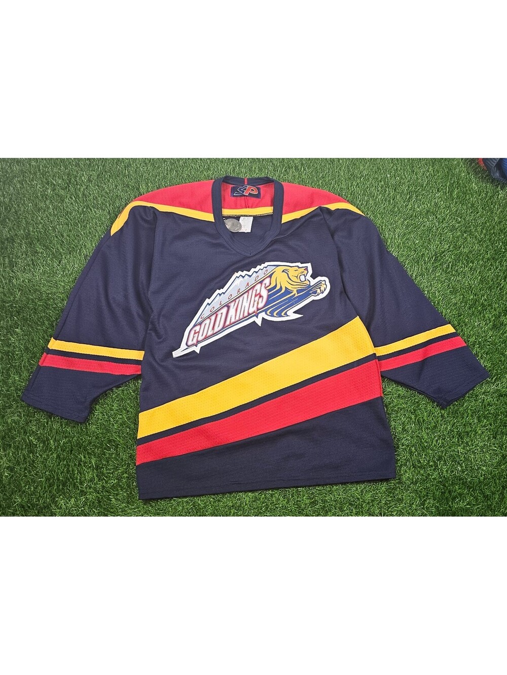 Vintage SP Colorado Gold Kings Hockey Jersey Navy Blue Red Yellow Size Small